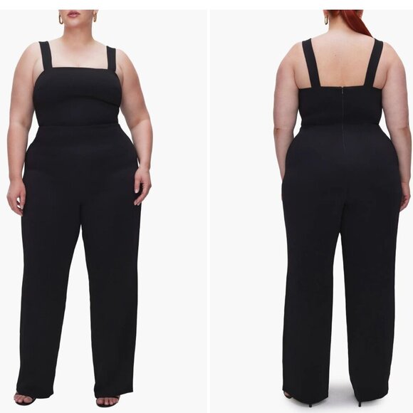 Good American NWT Women's Luxe Column Jumpsuit in Black001 size 6 plus size 3X